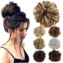 Load image into Gallery viewer, 1PC Wavy Curly Messy Hair Bun Extensions Scrunchie Hair Bun Updo Hairpiece Hair Ribbon Ponytail Hair Extensions For Female Girls(Ash Blonde)