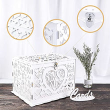 Load image into Gallery viewer, Benjia Wedding Gift Card Cards Money Post Box Holder, Rustic Large Wood Wooden Letter Envelop Boxes with Lock and Slot for Reception Anniversary Birthday Party Parties (Mr & Mrs, White)