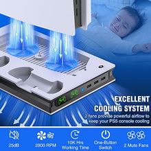 Load image into Gallery viewer, PS5 Stand with Suction Cooling Fan & Dual Controller Charger Station for Sony Playstation 5 Console & Dualsense, PS5+Stand with PS5 Cooling Station PS5 Accessories Cooler Fan Charging Station