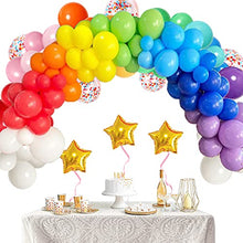 Load image into Gallery viewer, Balloon Arch Kit, TOPLDSM Rainbow Balloons Garland Party Decorations 105PCS Coloured Assorted Balloons and 3PCS Star Foil Helium Balloon for Birthday Wedding Summer Hawaii Party Supplies