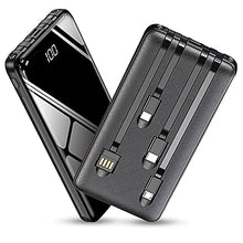 Load image into Gallery viewer, Bonkim Power Bank Portable Charger 13800mAh External Battery Pack Built-in 4 Cable and Flashlight,Backup Battery with LCD Display Ultra Slim Phone Charger Compatible with Smarthones, Tablets, and More