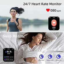 Load image into Gallery viewer, Smart Watch, 1.69" Touch Screen Smartwatch Fitness Digital Watch with Heart Rate Sleep Monitor IP68 Waterproof Activity Trackers 24 Sport Modes Tracker Watch for Men Women Pedometer, black and Khaki