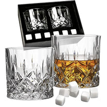 Load image into Gallery viewer, Whiskey Glasses Set of 2 and Whiskey Stone Personalised Gifts for Men Whisky Glass Whisky Gift Set Present for Father Dad Boyfriend