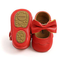 Load image into Gallery viewer, MASOCIO Baby Girl Shoes Infant First Walking Bowknot Princess Mary Jane Shoes Red 0-6 Months