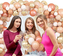 Load image into Gallery viewer, 129 Pcs Blush Balloons Garland Arch Kit 12" 10" 5" Peach Rose Gold Pastel Orange Confetti Latex Metallic Balloons with 4Pcs Tools for Wedding Birthday Party Baby Shower Decorations