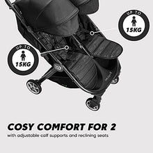 Load image into Gallery viewer, Baby Jogger City Tour 2 Double Travel Pushchair | Lightweight, Foldable & Portable Double Buggy | Pitch Black