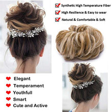 Load image into Gallery viewer, Messy Hair Bun Hair Scrunchies Extensions Curly Wavy Hairpiece Synthetic Chignon for Women Updo Ponytail Bun Extension Dark Brown