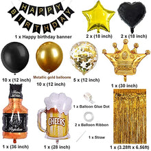 Load image into Gallery viewer, Birthday Decorations for Men, Birthday Party Decorations for Him Her, Happy Birthday Banner, Black Gold Birthday Decor Set for Men Women Girls Boys 21st 30th 40th 50th Birthday Party Supplies