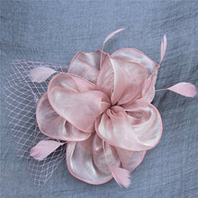 Load image into Gallery viewer, Fascinator Hat Feather Mesh Net Veil Party Hat Flower Derby Hat with Clip and Hairband for Women, Mittel, A2-Floral Mesh Pink