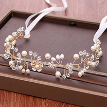 Load image into Gallery viewer, Crystal Pearl Bridal Headband Flower Hair Vine festival Wedding Hair Accessories Gold Headpiece Hair Bands Tiara Hair Accessories for Women Girls Bridesmaid Bohemian hair bands