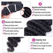 Load image into Gallery viewer, Deep Wave Bundles With Closure T Middle Part Brazilian Curly Human Hair Bundles With Lace Closure Unprocessed Weave Human Hair Bundles With 4x4x1 Closure Natural Color (10 12 14+10 Inch, 70g/bundle)