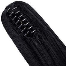 Load image into Gallery viewer, CULKET Long Claw Ponytail Hair Extension Clip in on Ponytail Jaw/Claw Synthetic Straight Thick Hair Extensions Pony Tail for Women Girls 21" straight -Dark Black