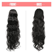 Load image into Gallery viewer, 24 Inches Long Wave Drawstring Ponytail Hair Extension, Curly Wave Synthetic Clip in Hair Extension Ponytail Hair Extension Hairpiece for Women (1B#)