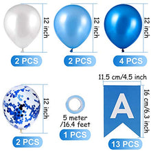 Load image into Gallery viewer, Happy Birthday Banner, Happy Birthday Banners with Blue Latex Balloons/Confetti Balloons, Blue Happy Birthday Bunting Banners for Girls Boys 1st 18th 21st 30th Any Ages Birthday Party Decorations