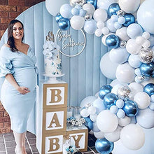 Load image into Gallery viewer, Blue Balloons Garland Arch Kit - 104Pcs Macaron Blue White Silver Balloon arch kit Decorations Set with Confetti Balloons pack for Boys and Girls Baby Shower,Wedding, Birthday Party Decor