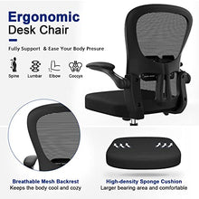 Load image into Gallery viewer, Office Chair - Ergonomic Desk Chair with Flip-up Armrest, Lumbar Support Height Tilting Adjustment, High-density Seat Cushion, YONISEE Mesh Back Rocking Computer Chair Conference Executive Task Chair