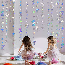 Load image into Gallery viewer, 52Ft Iridescent Mermaid Party Decorations Bubble Pearl Starfish Seashell Jellyfish Garland Holographic Paper Bunting Streamers for Kids Birthday Baby Shower Ocean Little Mermaid Under The Sea Decor