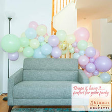Load image into Gallery viewer, SHIMMER & CONFETTI Premium 80 Pack Pastel Rainbow Unicorn Balloon Arch Kit – Gold Confetti, Strip. Pink, Purple, Yellow, Blue, Green. Unicorn Donut Ice Cream Party Supplies, Birthdays & Baby Showers