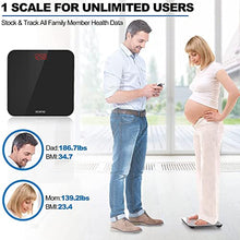 Load image into Gallery viewer, RENPHO Bluetooth BMI Bathroom Scales, Digital Body Weight Scale with High Precision Sensors and Smartphone App - Black