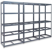 Load image into Gallery viewer, Pack of 3 Extra Deep STORALEX® Garage Shelving Racking Units – UK’s Bestselling Garage Storage Shelves - 600mm Deep Version - 200kg Per Shelf (Evenly Distributed) - 5 Tier Shelf Unit - Metal & MDF Boltless Assembly System