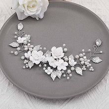 Load image into Gallery viewer, Flower Bride Wedding Hair Vine Silver Pearl Hair Accessories Bridal Headband Headpiece for Women and Girls