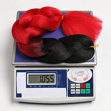 Load image into Gallery viewer, ShowJarlly 5 Packs Ombre Jumbo Braid Hair, Black/Red Kanekalon Hair African Braid Extension, 24inch Box Braid Hair Extensions Synthetic Colorful Hair Extensions for Braiding