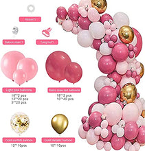 Load image into Gallery viewer, Pink Balloon Arch Garland Kit,118 PCS Balloon Decoration Set with Rose Pink Latex Balloons, Balloon Chain, Tying Tool, Party Balloons for Baby Shower Wedding Birthday Party