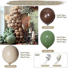 Load image into Gallery viewer, Thinbal Saga Green Brown Balloon Arch Garland Kit, 100pcs Jungle Theme Safari Party Decorations, Retro Green Coffee Apricot Balloons for Kids Boys Girls Birthday, Baby Shower, Weeding Party Supplies