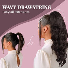 Load image into Gallery viewer, 24 Inches Long Wave Drawstring Ponytail Hair Extension, Curly Wave Synthetic Clip in Hair Extension Ponytail Hair Extension Hairpiece for Women (1B#)