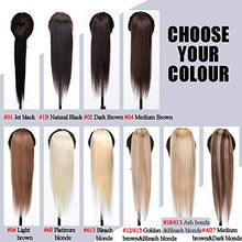 Load image into Gallery viewer, Ponytail Hair Extensions Real Human Hair - Wrap Around Clip in Ponytail Hair Piece Straight (#4 Medium Brown, 14"-80g)