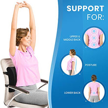 Load image into Gallery viewer, Everlasting Comfort Lumbar Support Pillow for Office Desk Chair - Memory Foam Back Cushion (Black)