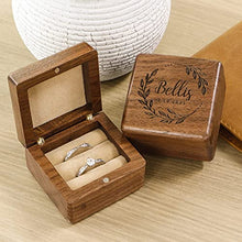 Load image into Gallery viewer, Custom Wooden Wedding Ring Box, Wooden Double Ring Box, Engagement Ring Box, Walnut Storage Ring Box, Wedding Birthday Gifts For Women