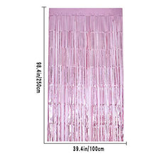 Load image into Gallery viewer, Geboor 3 Pack Metallic Tinsel Curtains 1 x 2.5m Fringe Foil Curtain for Wedding Birthday Party Door Windows Decorations Pink