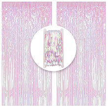Load image into Gallery viewer, SMALUCK 2 Pack 6.5Ft Rainbow Foil Fringe Curtains, Metallic Streamers Backdrop for Christmas Hanging Streamers for Party/Prom/Birthday Favors