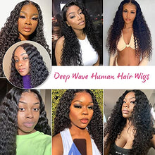 Load image into Gallery viewer, Original Queen 26Inch Deep Wave Transparent Lace Front Wigs Human Hair 180% Density Deep Curly Human Hair Wig for Black Women 4x4 Curly Lace Front Wig Pre Plucked Natural Color