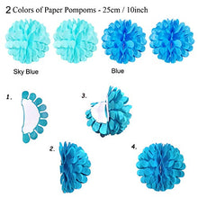 Load image into Gallery viewer, Recosis Birthday Party Decorations, Blue Party Decorations for Boy Men, Happy Birthday Banner, Curtains, Paper Pompoms and Fans, Garland, Confetti Balloons for Birthday Party Decorations
