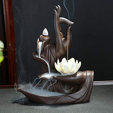 Load image into Gallery viewer, Zen Lotus Backflow Incense Burner with 20pcs Backflow Incense Cone, Home Ceramic Backflow Incense Cone Holder Burner
