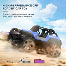 Load image into Gallery viewer, DEERC Remote Control Car RC Racing Cars,1:18 Scale 80 Min Play 2.4Ghz LED Light Auto Mode Off Road RC Trucks with Storage Case,All Terrain SUV Jeep Cars Toys Gifts for Boys Kids Girls Teens,Blue