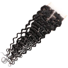 Load image into Gallery viewer, Brazilian 4x4 Deep Wave Closure,18 Inches 4x4 Free Part Lace Closure,Natural Black Brazilian Unprocessed Human Hair Extensions Natural Color