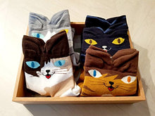 Load image into Gallery viewer, OKIE OKIE Womens Cat Socks - Crazy Cute Animal Dog Owl Print Crew Novelty Fun Funny Gift (Animal - Cute Cat 4pcs)