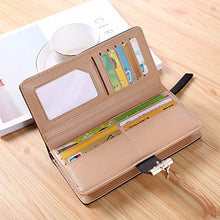 Load image into Gallery viewer, Pink Leather Long Purse, Cute Women Leather Wallet Purses Women Fashion Long Purse Ladies Purse Clutch Holder Case Leaf Pendant Coin Zipper Long Purse