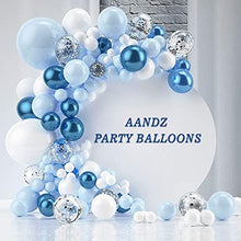 Load image into Gallery viewer, Blue Balloon Arch Garland Kit, 103pcs with Latex Blue Balloons, White Balloons Macaron Blue Silver Confetti Balloons for Birthday Decoration Graduation Wedding Baby Shower Balloons Party Supplies