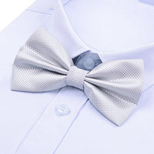 Load image into Gallery viewer, Mens Solid Color Bow ties Polyester Pre Tied Wedding Bow Tie, Silver(Size: One Size)