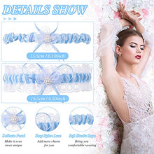 Load image into Gallery viewer, 2 Pieces Blue Lace Garter Belts Bridal Wedding Garter Stretch Lace Bridal Garter Bow Tie Leg Ring Cute Lace Leg Band Elastic Leg Ring with Flower Prom Dance Cosplay Party for Bridal Bridesmaid