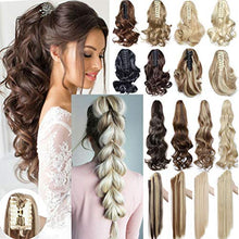 Load image into Gallery viewer, Ponytail Extension Clip in Claw 18" Long Wavy Jaw Pony Tails Clip on Hairpiece for Women Girls Medium Brown