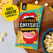 Load image into Gallery viewer, CHEESIES | Crunchy Cheese Keto Snack | Cheddar | 100% Cheese | Sugar Free, Gluten Free, No Carb | High Protein and Vegetarian | Crunchy, Baked and Tasty | Multipack | 12 x 20g Bags