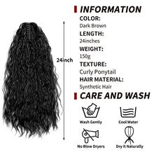 Load image into Gallery viewer, YMHPRIDE 2 Pack 24 Inches Claw Clip in Long Curly Ponytail Hair Extension, Natural Looking Synthetic Wavy Curly Hair Extension Ponytail Hairpiece Pony Tail for Women , Black