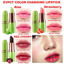 Load image into Gallery viewer, 3 Pcs Red Cherries Color Changing Lipstick,Aloe Vera Strawberry Long Lasting Lip Care Moisturizer Lip Balm Korean Magic Color Change Lip Gloss Lip Tint Stain Matte Makeup Jelly Crystal Lipstick Set for Women