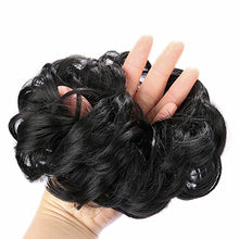 Load image into Gallery viewer, Synthetic Hair Chignons Elastic Curly Scrunchie Hair Extensions Hair Ribbon Ponytail Hair Bundles Updo Hairpieces Hair Buns (#1B)