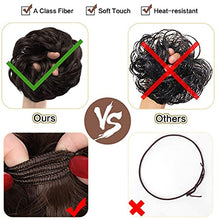 Load image into Gallery viewer, Messy Hair Bun Hair Scrunchies Extension Real Thicken Curly Wavy Messy Synthetic Chignon for Women Updo Hairpiece 48g With Elastic Rubber Band Dark Pink